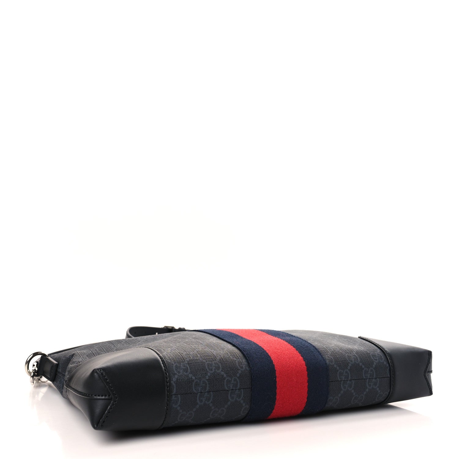 Gucci Soft GG Supreme Monogram Appia Calfskin Web East West Messenger Bag Black Grey 4 of 9