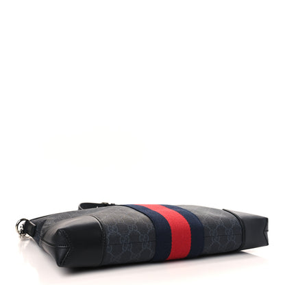 Gucci Soft GG Supreme Monogram Appia Calfskin Web East West Messenger Bag Black Grey 4 of 9
