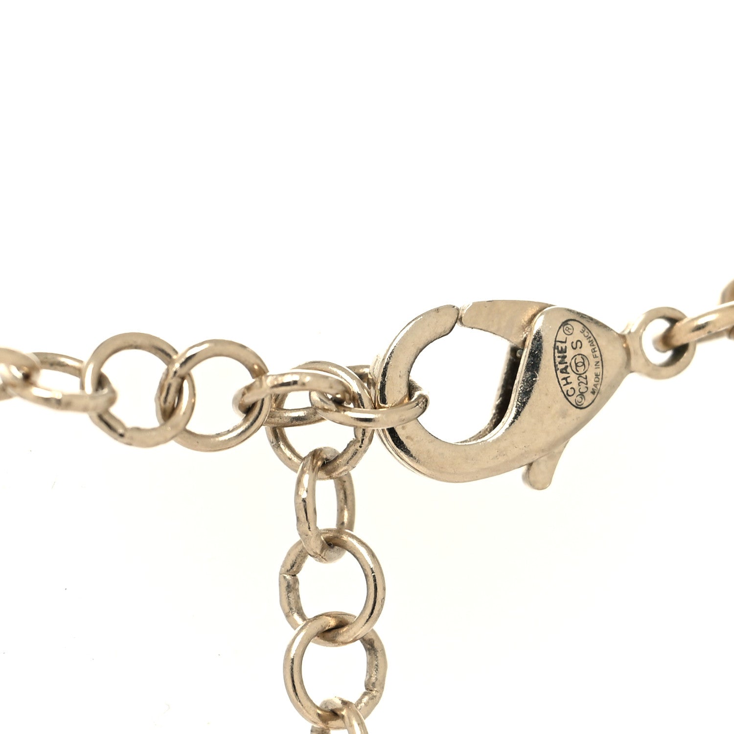Chanel Metal Crystal Logo Choker Necklace Gold 4 of 5