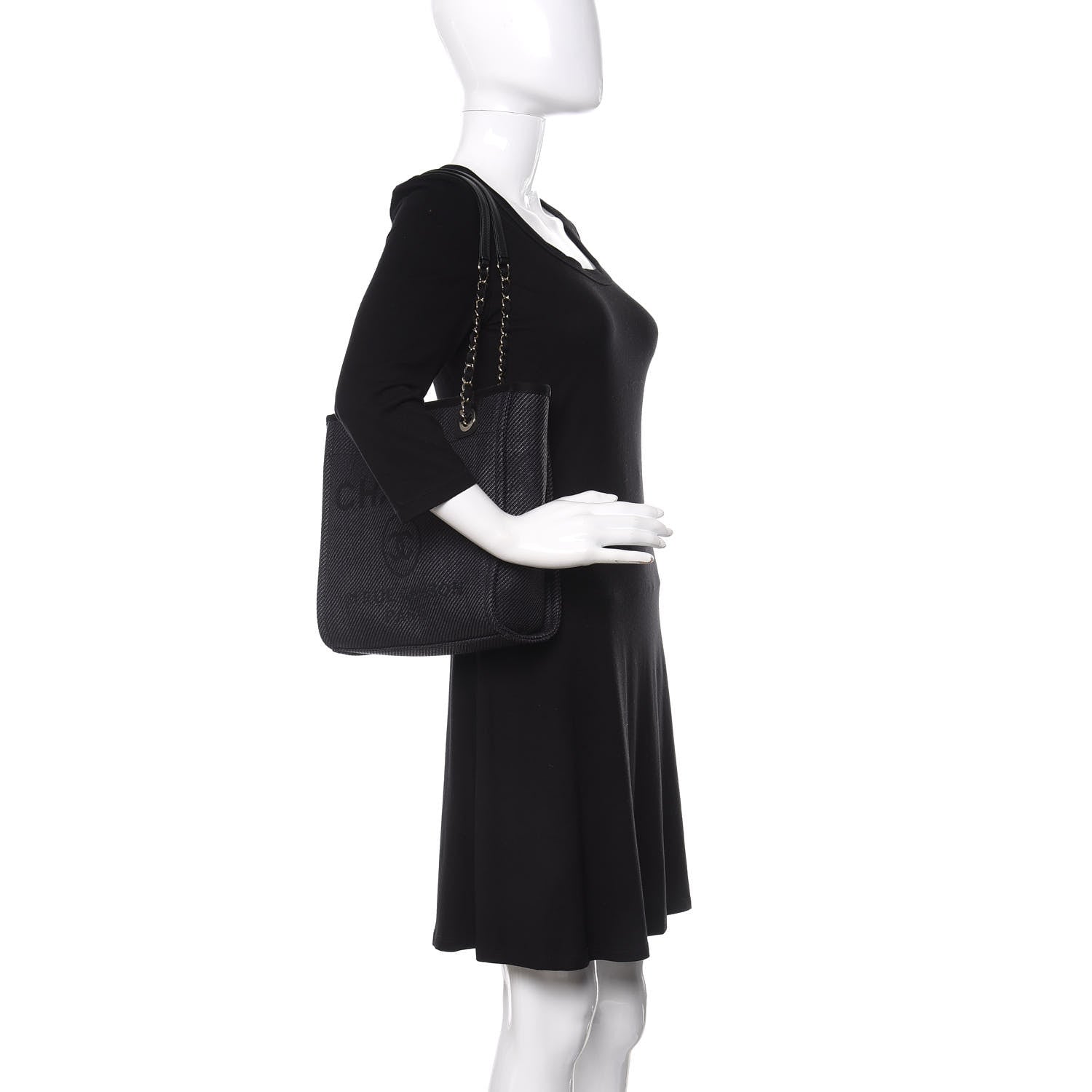 Chanel Mixed Fibers Calfskin Mini Deauville Tote Black 2 of 11