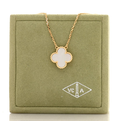 Van Cleef & Arpels 18K Yellow Gold Mother of Pearl Vintage Alhambra Pendant Necklace 4 of 4