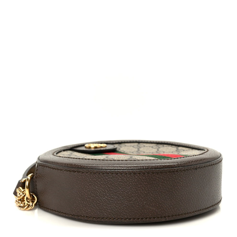 Gucci GG Supreme Monogram Web Mini Ophidia Round Shoulder Bag Brown ...
