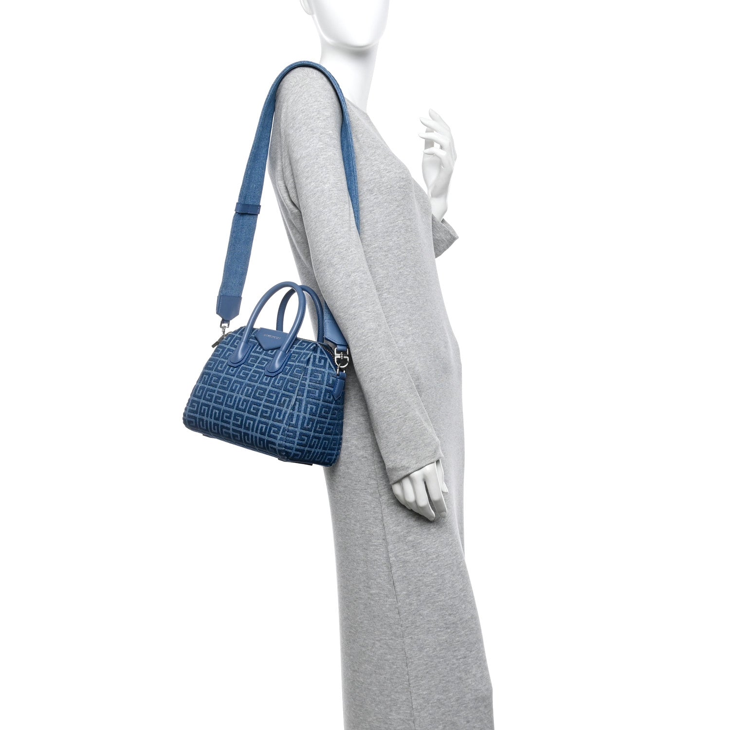 Givenchy Denim Calfskin 4G Mini Antigona Blue 2 of 11