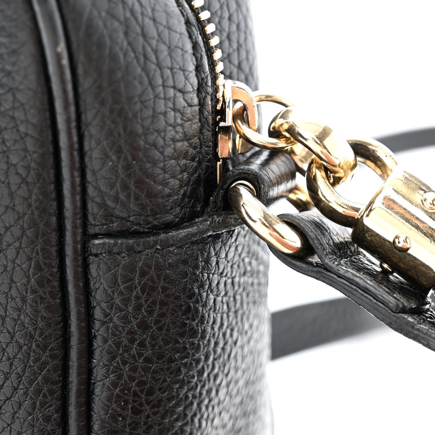 Pebbled Calfskin Small Soho Disco Bag Black