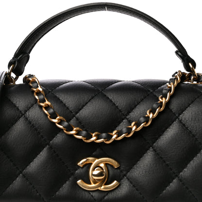 Chanel Calfskin Quilted Top Handle Flap Black 9 of 20