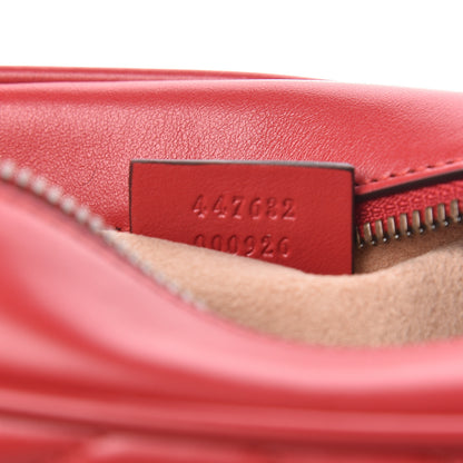 Gucci Calfskin Matelasse Small GG Marmont Chain Shoulder Bag Hibiscus Red 7 of 10