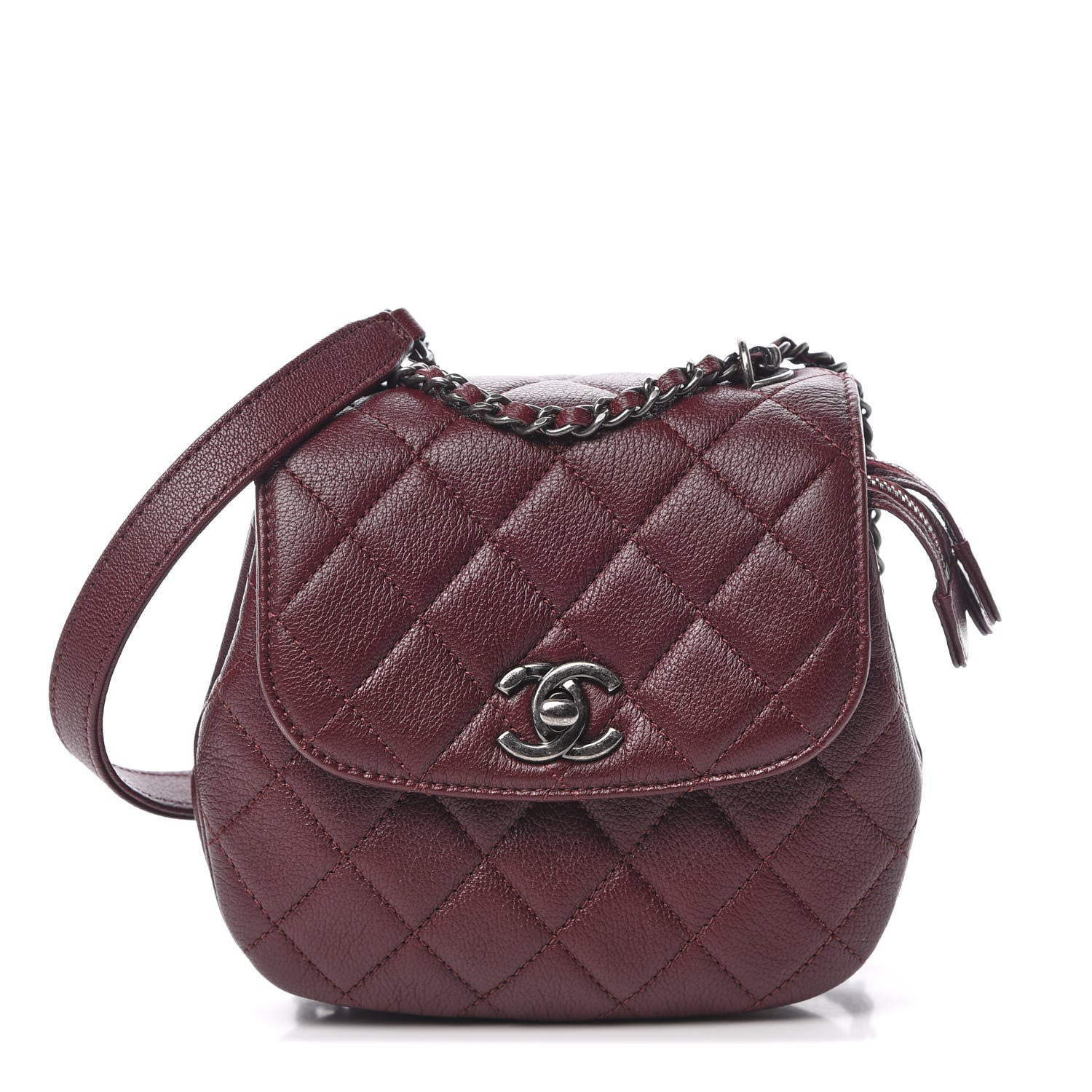 Chanel Goatskin Quilted CC Waiter Crossbody Burgundy 1 of 11