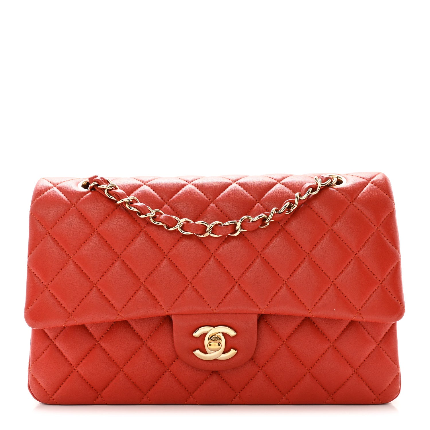 Chanel Lambskin Quilted Medium Double Flap Orange 1 of 11