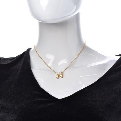 Hermes Lacquered Gold Mini Pop H Pendant Necklace White 2 of 6
