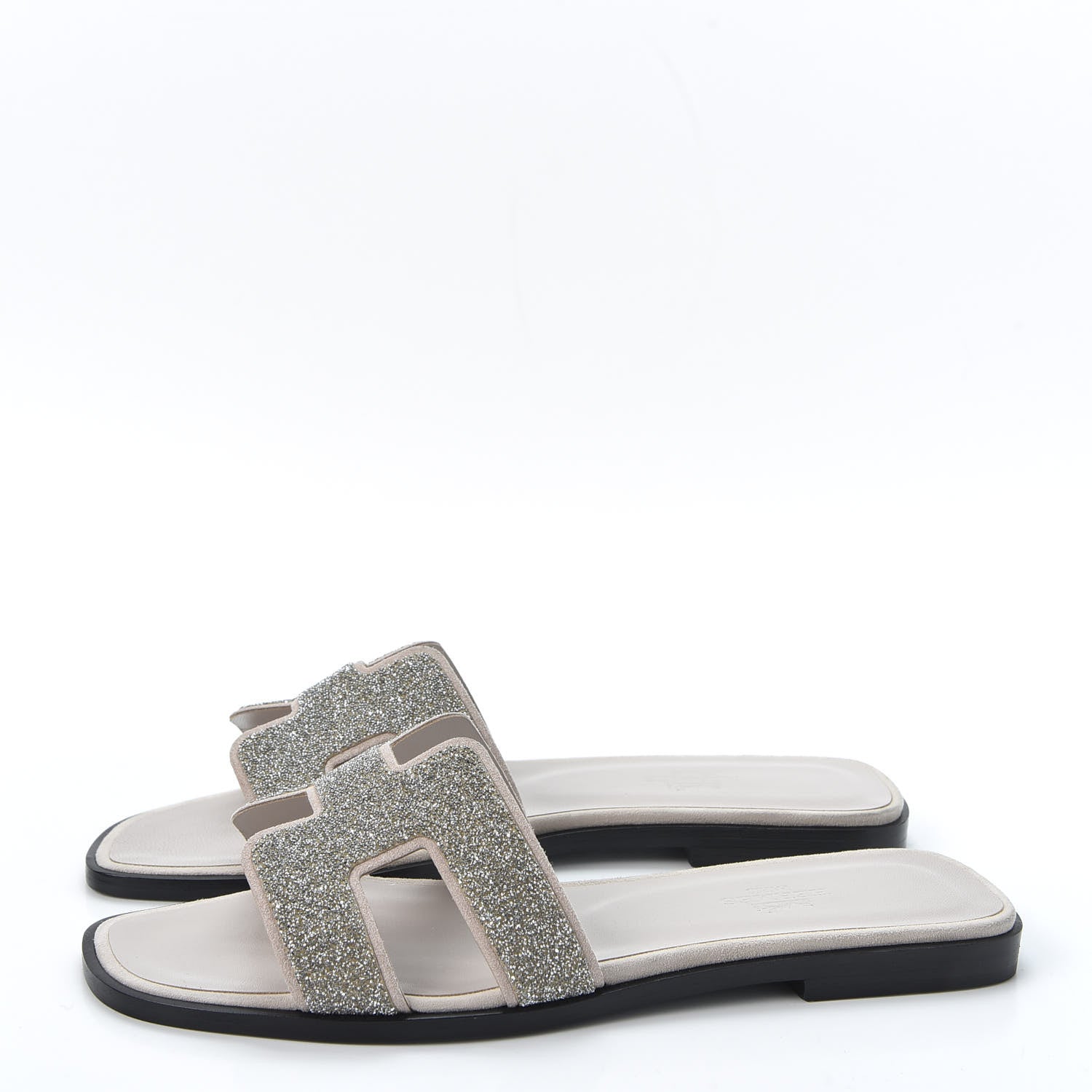Hermes Suede Goatskin Crystal Powder Oran Sandals 37 2 of 10