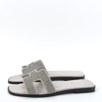 Hermes Suede Goatskin Crystal Powder Oran Sandals 37 2 of 10