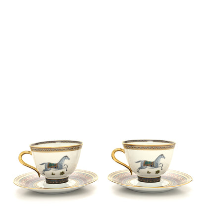 Hermes Porcelain Cheval d'Orient Tea Cup and Saucer Set of 2 3 of 11