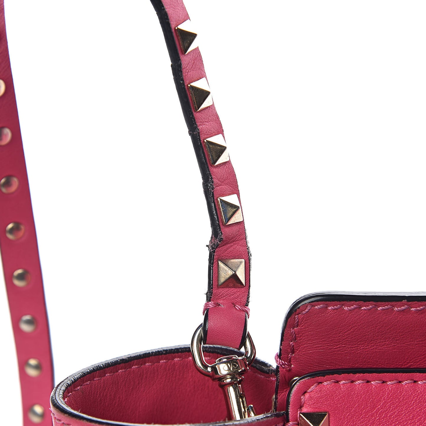 Vitello Rockstud Double Handle Tote Pop Fuxia