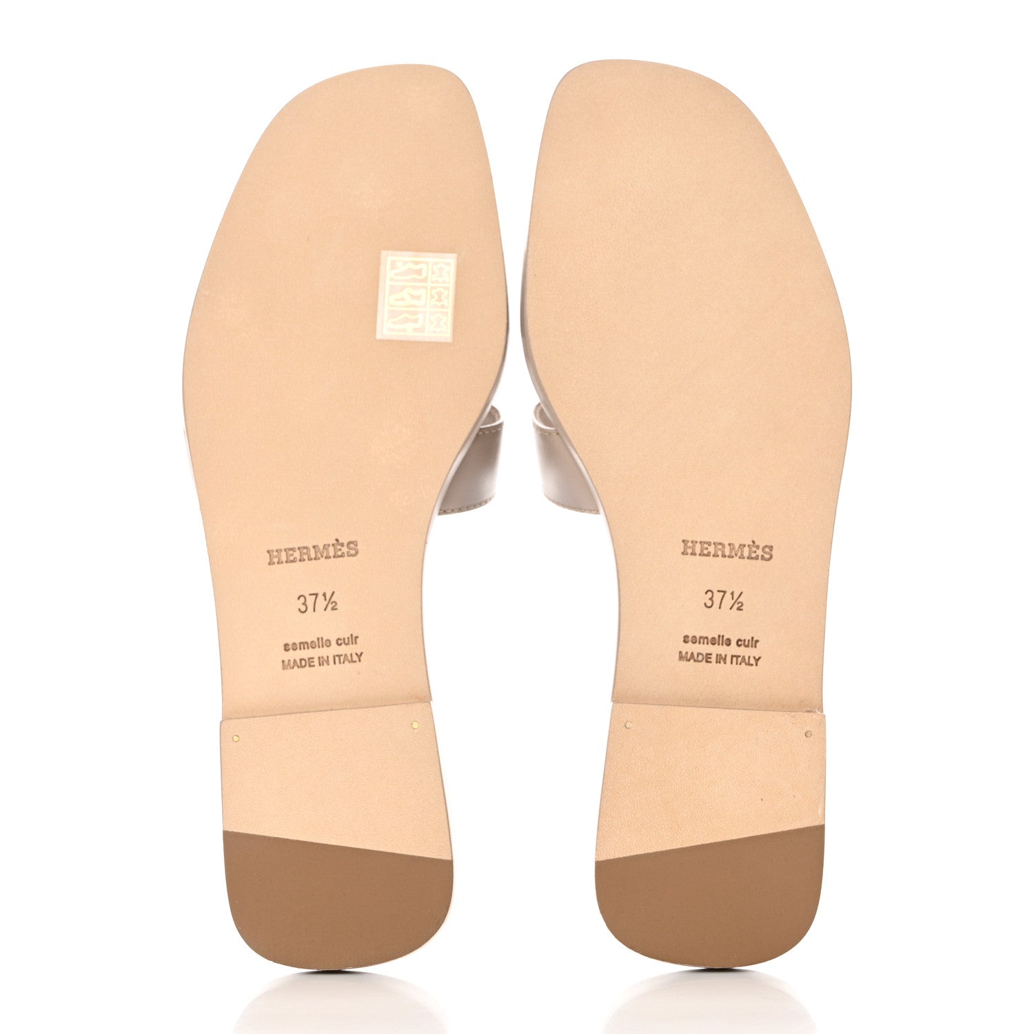 Hermes Box Calfskin Oran Sandals 37.5 Beige Mastic 5 of 10