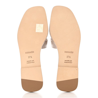 Hermes Box Calfskin Oran Sandals 37.5 Beige Mastic 5 of 10