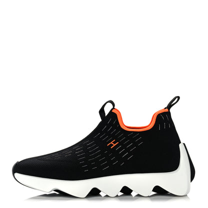 Hermes Technical Canvas Goatskin Womens Eclair Sneakers 36 Black 1 of 8