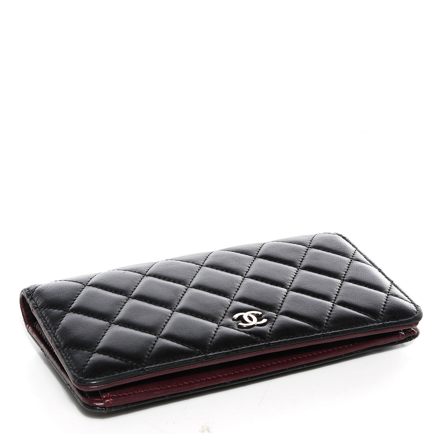 Lambskin Quilted Yen Wallet Black