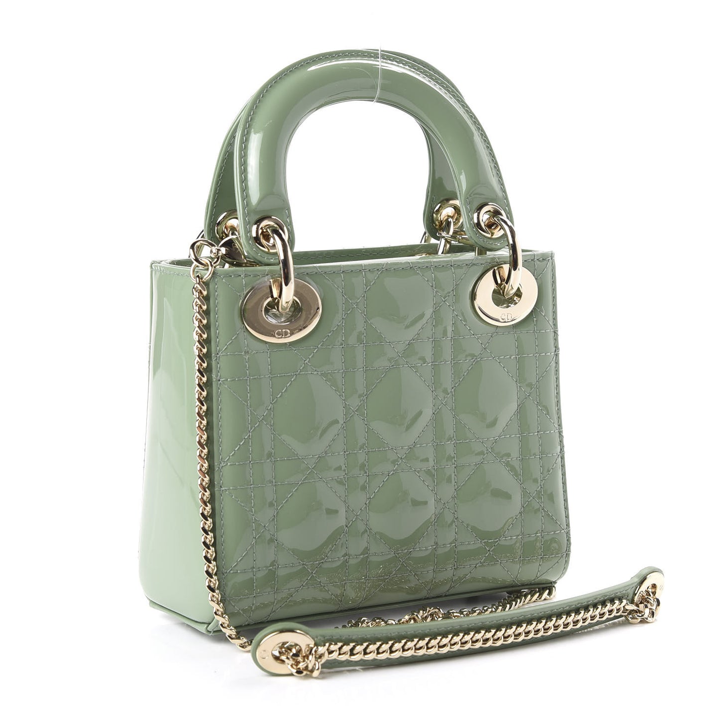 Patent Cannage Mini Lady Dior Mint Green
