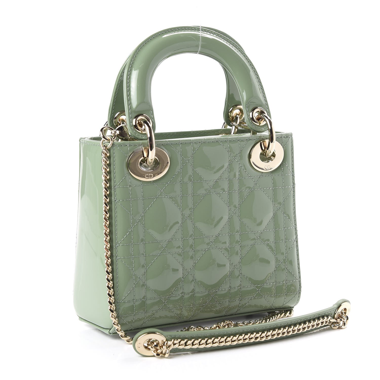 Christian Dior Patent Cannage Mini Lady Dior Mint Green 3 of 10