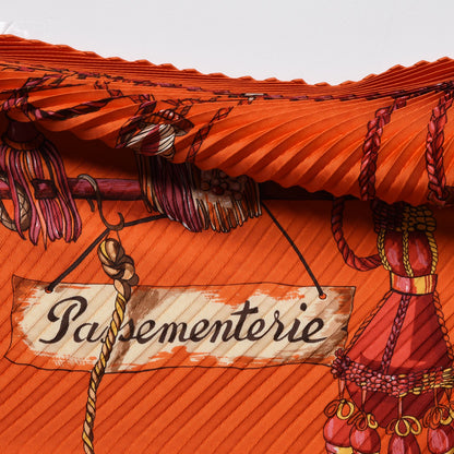 Hermes Silk Plisse Passementerie Scarf 90 Corail Cassis Jaune Orange 6 of 9