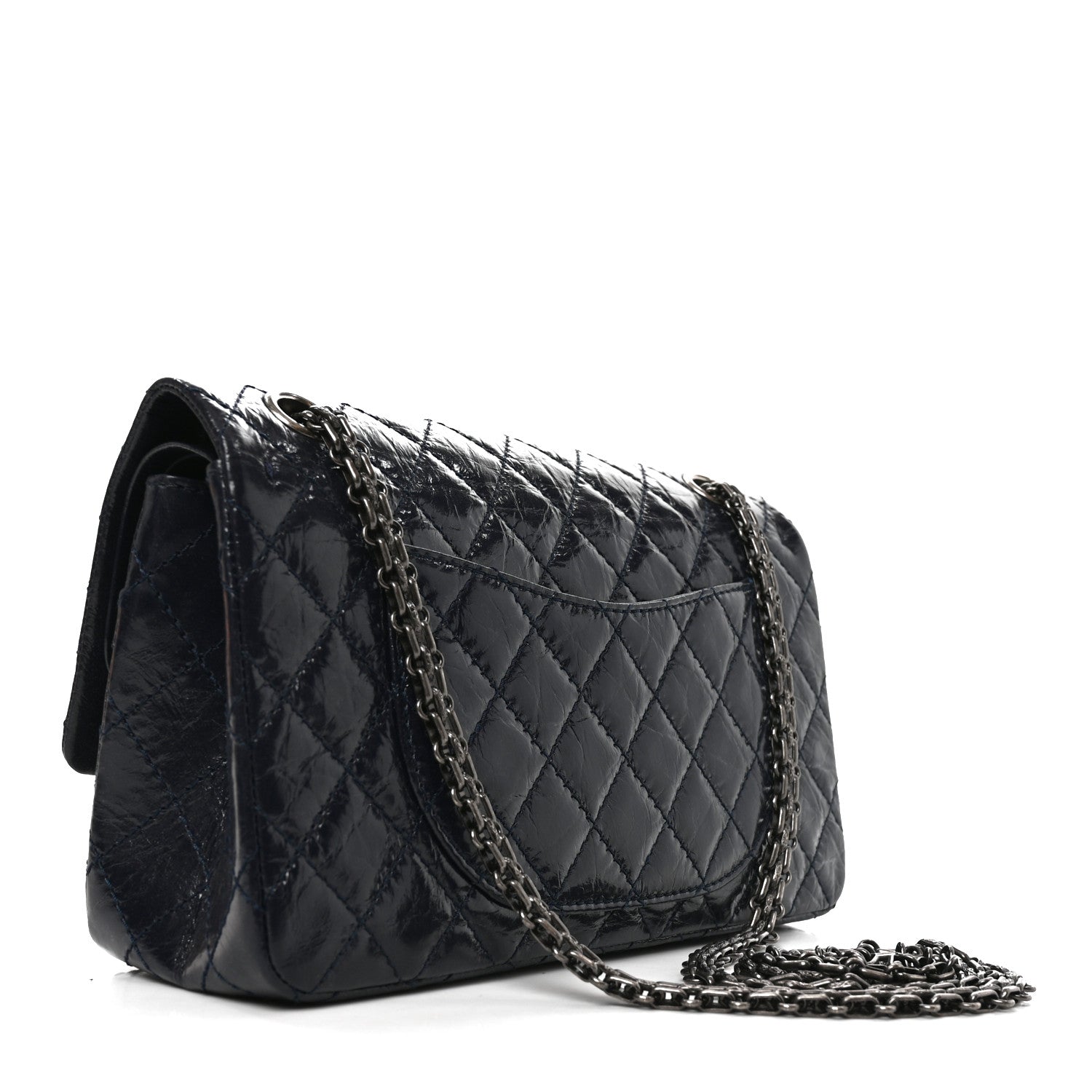 Chanel Glazed Calfskin Quilted 2.55 Reissue 225 Flap Dark Navy Blue 3 of 11