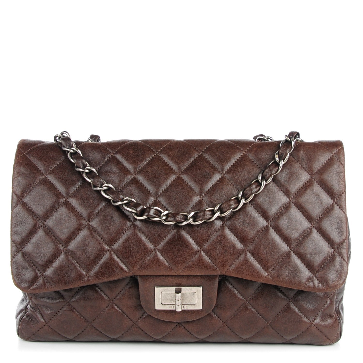 Chanel Lambskin Quilted Jumbo Hybrid Reissue Flap Dark Brown 1 of 7