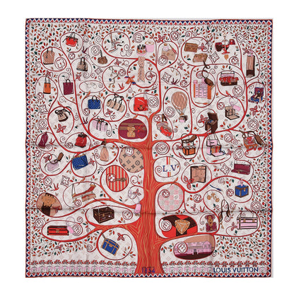 Louis Vuitton Silk Tree Of Louis Square Scarf Beige 1 of 6