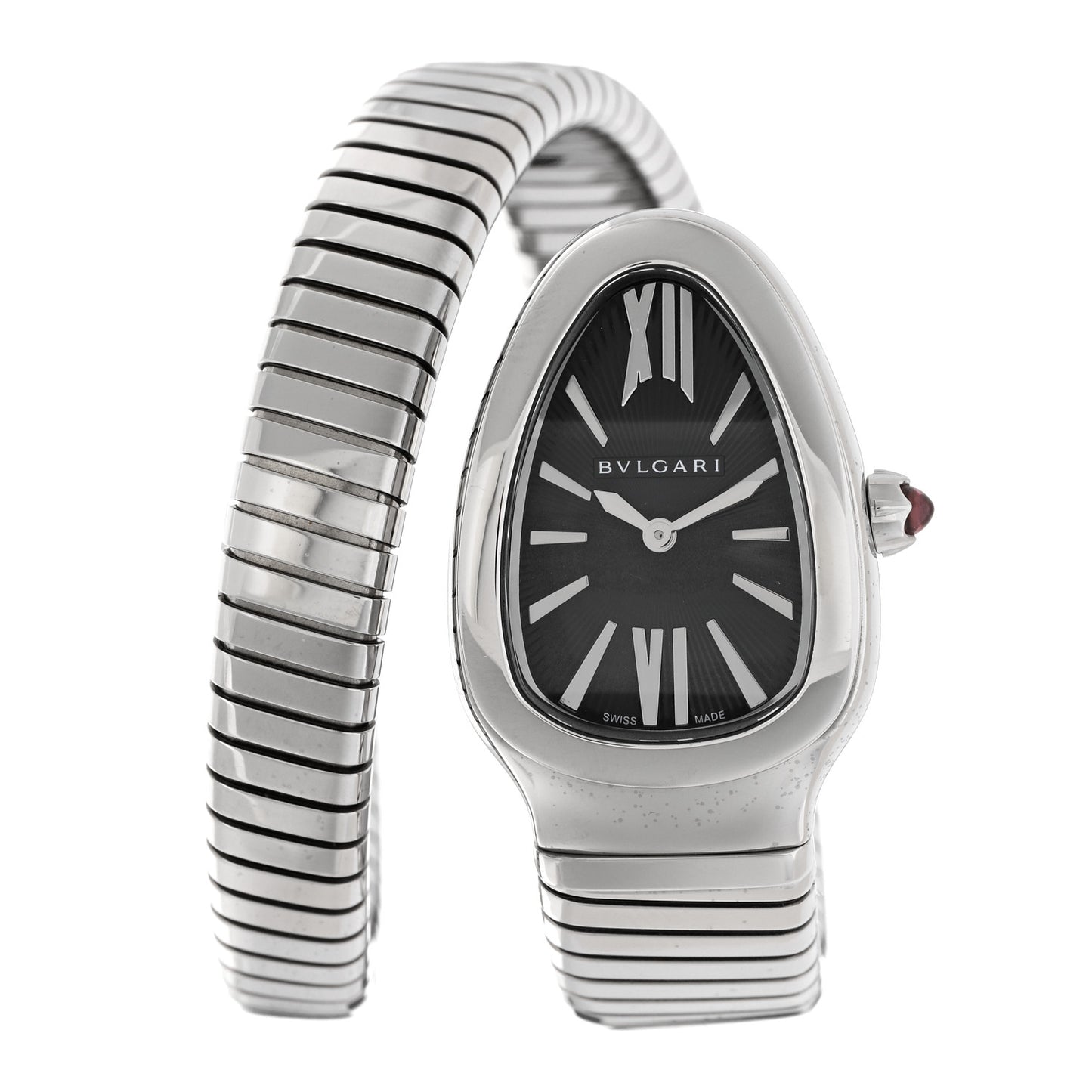 Stainless Steel 35mm Serpenti Tubogas Quartz Watch Black