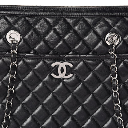 Chanel Glazed Calfskin Quilted Large Shopping Tote Black 10 of 10