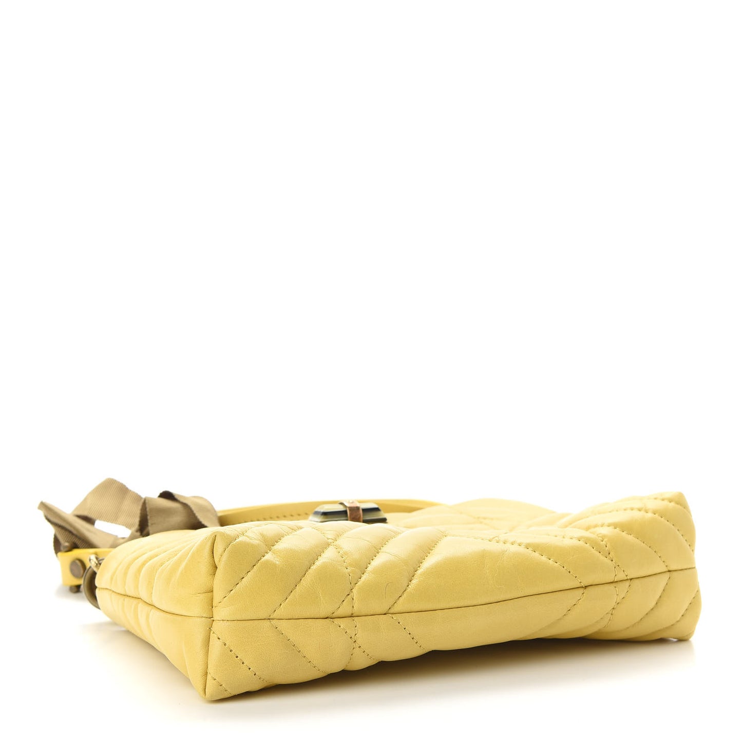 Lambskin Quilted Small Happy Shoulder Bag Yellow