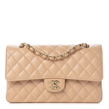 Chanel Caviar Quilted Medium Double Flap Beige Clair 1 of 12