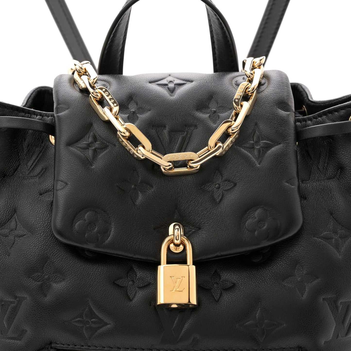 Lambskin Embossed Monogram Coussin PM Backpack Black
