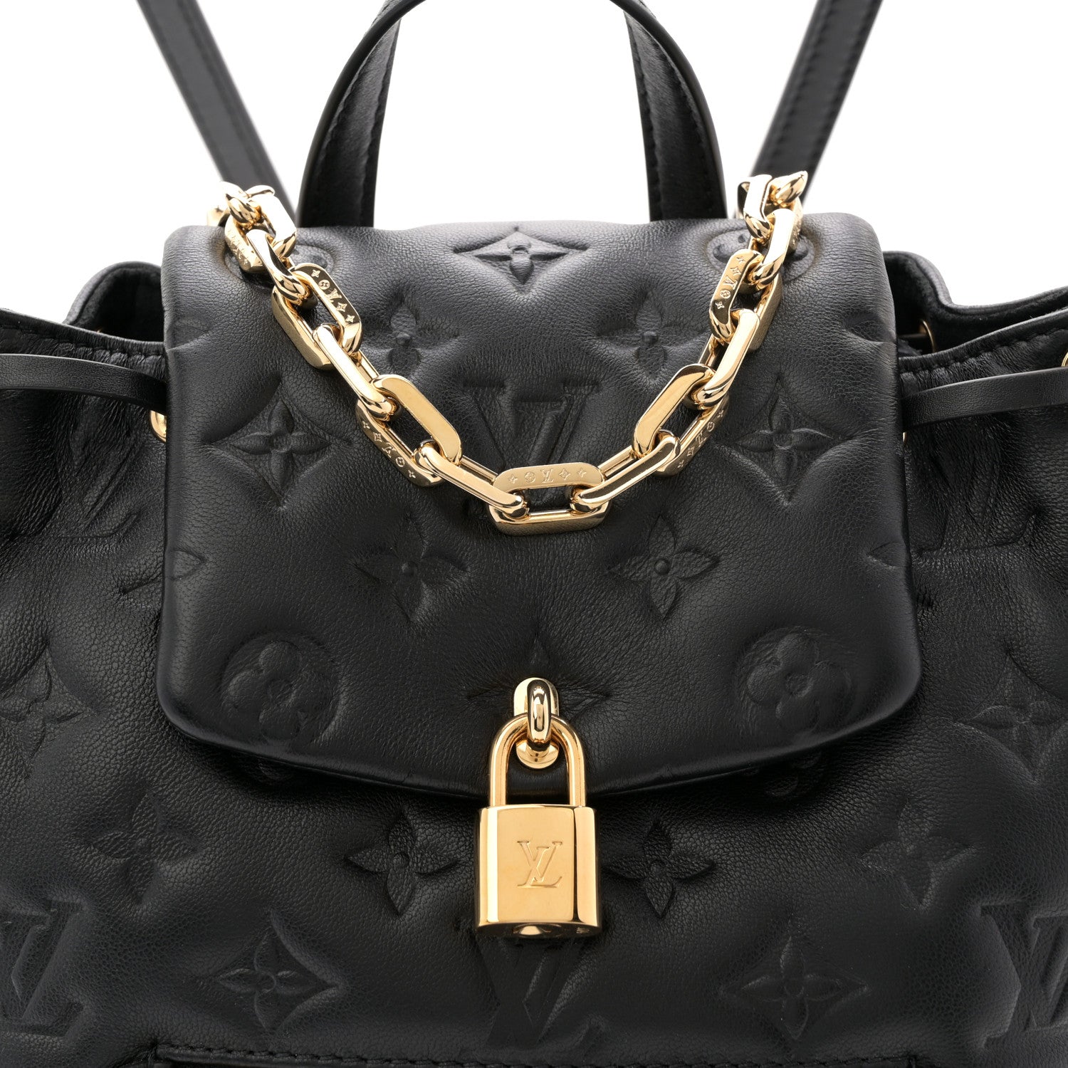 Louis Vuitton Lambskin Embossed Monogram Coussin PM Backpack Black 7 of 10