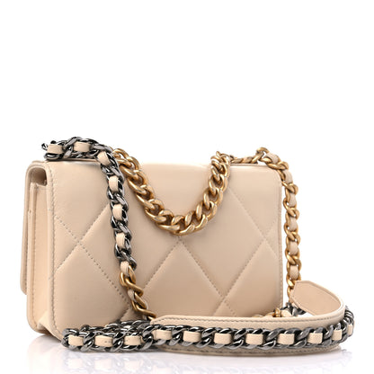 Chanel Lambskin Quilted Chanel 19 Wallet On Chain WOC Beige 3 of 12