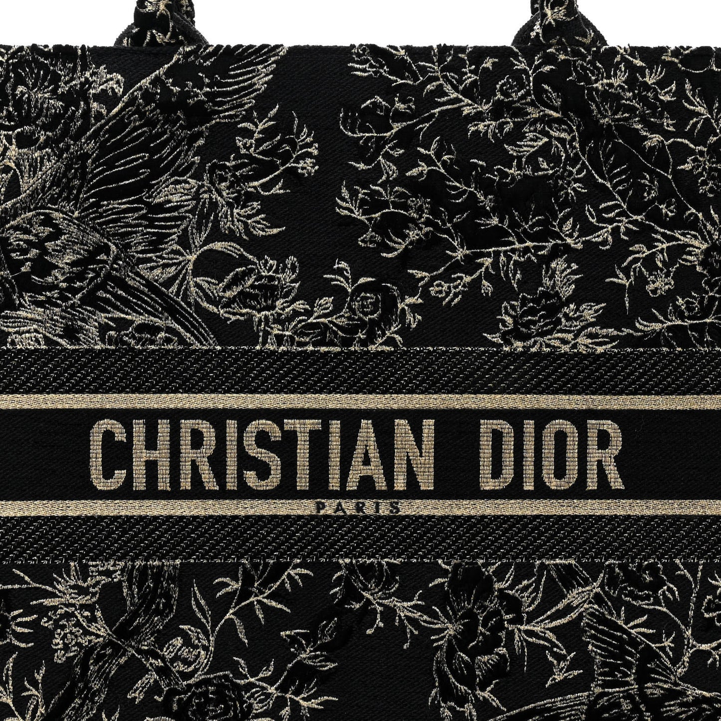 Velvet Jardin d'Hiver Embroidered Large Book Tote Black Gold