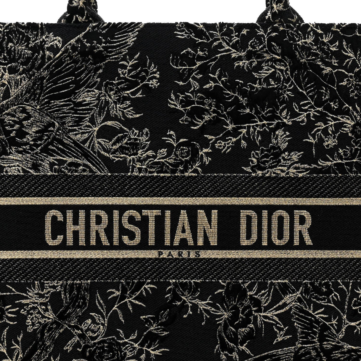 Christian Dior Velvet Jardin d'Hiver Embroidered Large Book Tote Black Gold 8 of 10