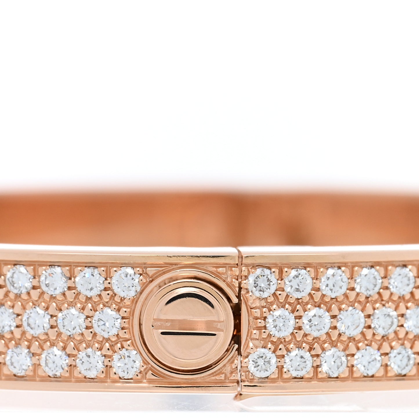 18K Pink Gold Diamond LOVE Paved Bracelet 17