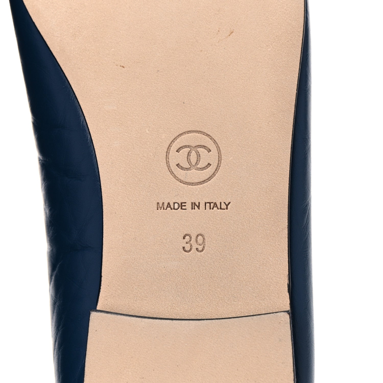 Chanel Lambskin CC Cap Toe Ballerina Flats 39 Navy Blue 6 of 10