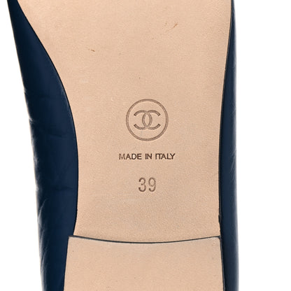 Chanel Lambskin CC Cap Toe Ballerina Flats 39 Navy Blue 6 of 10