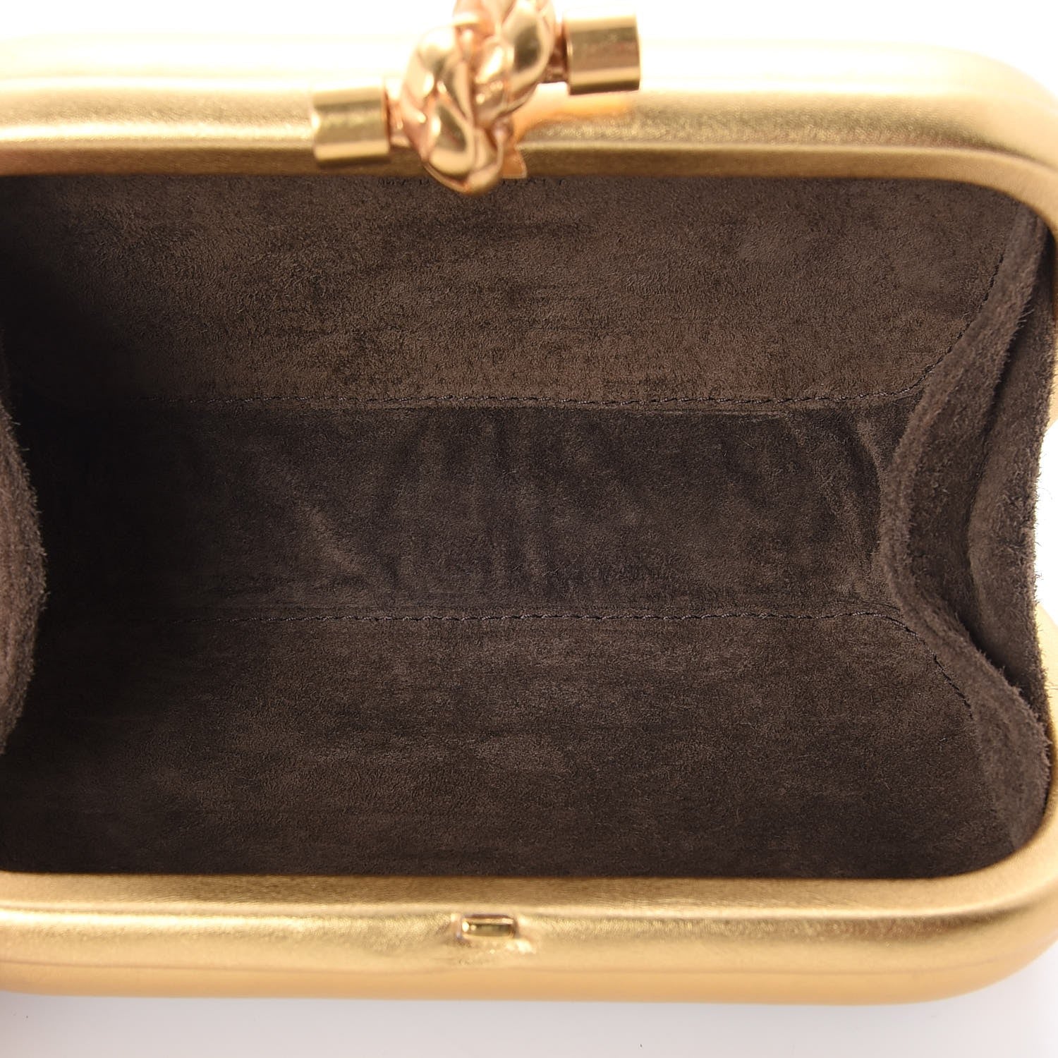Bottega Veneta Gilded Waxed Leather Knot Clutch Gold White 5 of 6