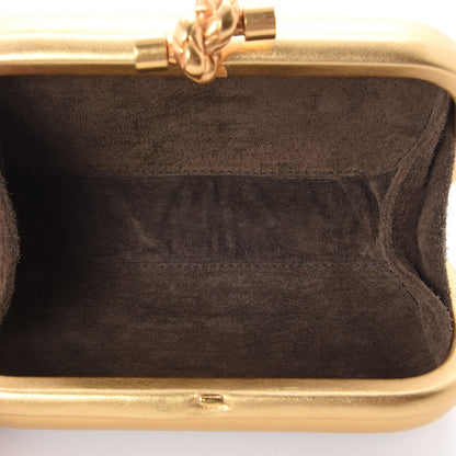 Bottega Veneta Gilded Waxed Leather Knot Clutch Gold White 5 of 6