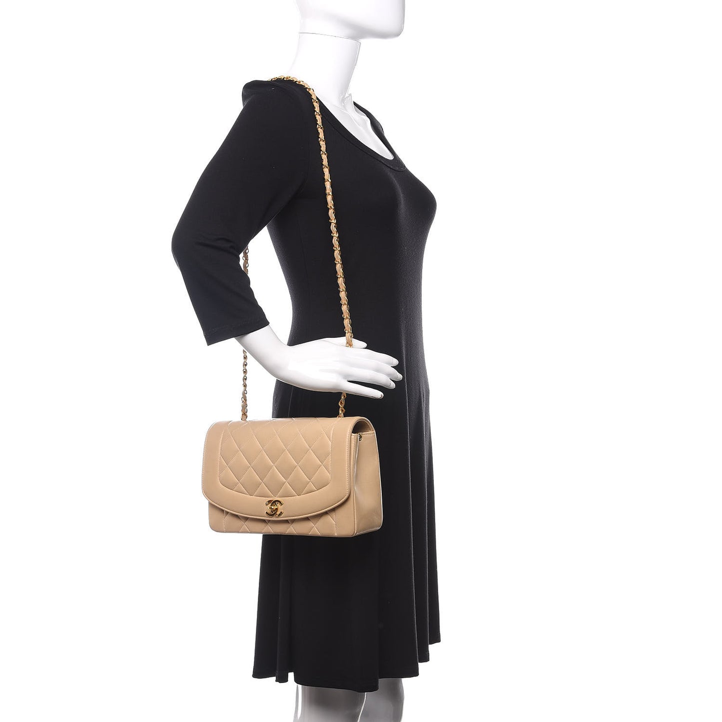 Lambskin Quilted Medium Single Flap Beige