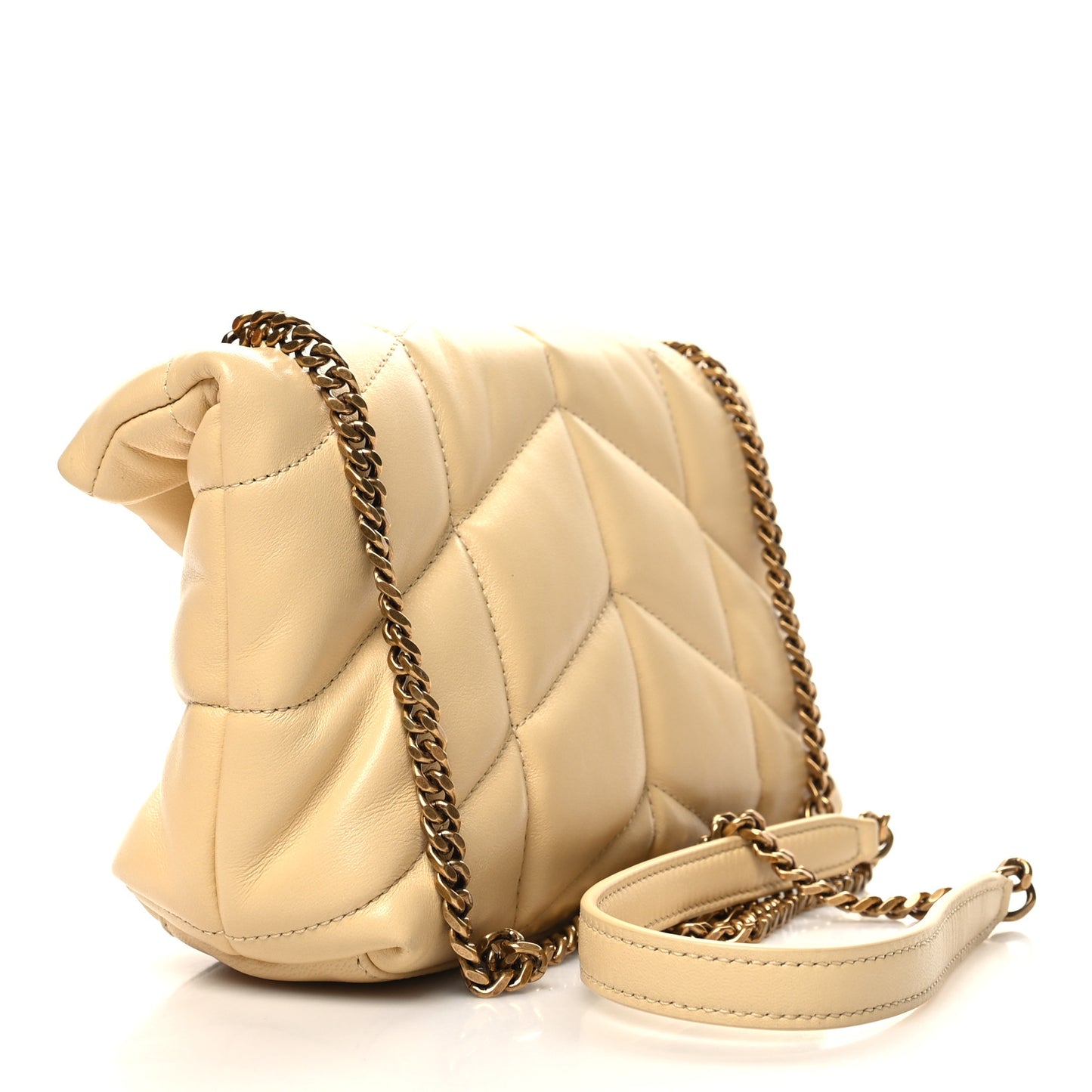 Lambskin Quilted Toy Loulou Puffer Monogram Chain Satchel Jaune Pale