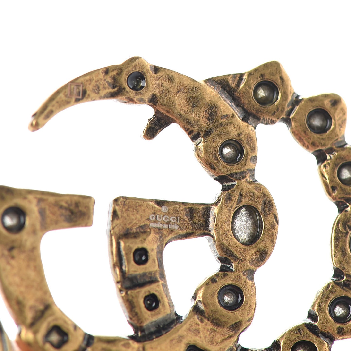 Oxidized Metal Crystal Double G Bracelet Aged Gold Multicolor