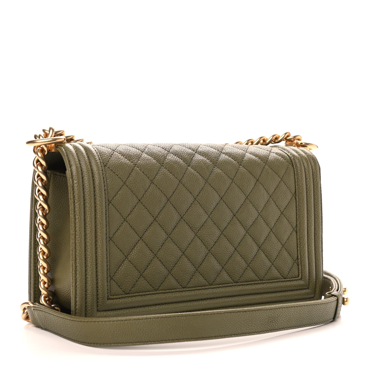 Chanel Caviar Quilted Medium Boy Flap Khaki 2 of 8