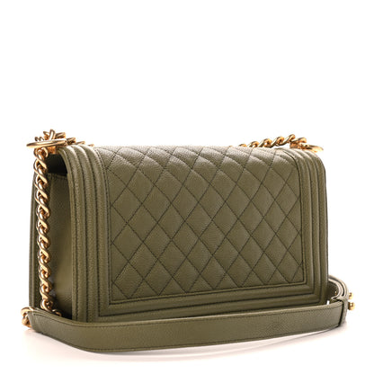 Chanel Caviar Quilted Medium Boy Flap Khaki 2 of 8