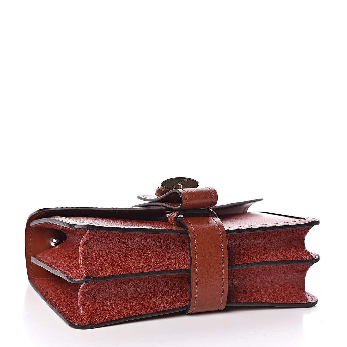 Shiny Goatskin Calfskin Aby Chain Shoulder Bag Sepia Brown