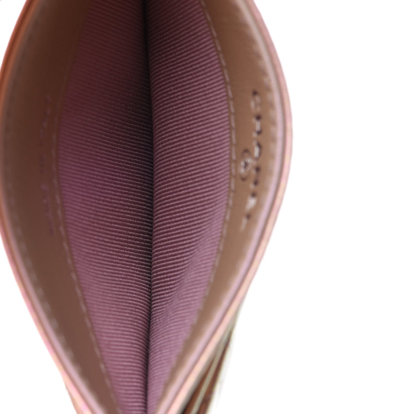 Iridescent Calfskin Quilted Card Holder Pink