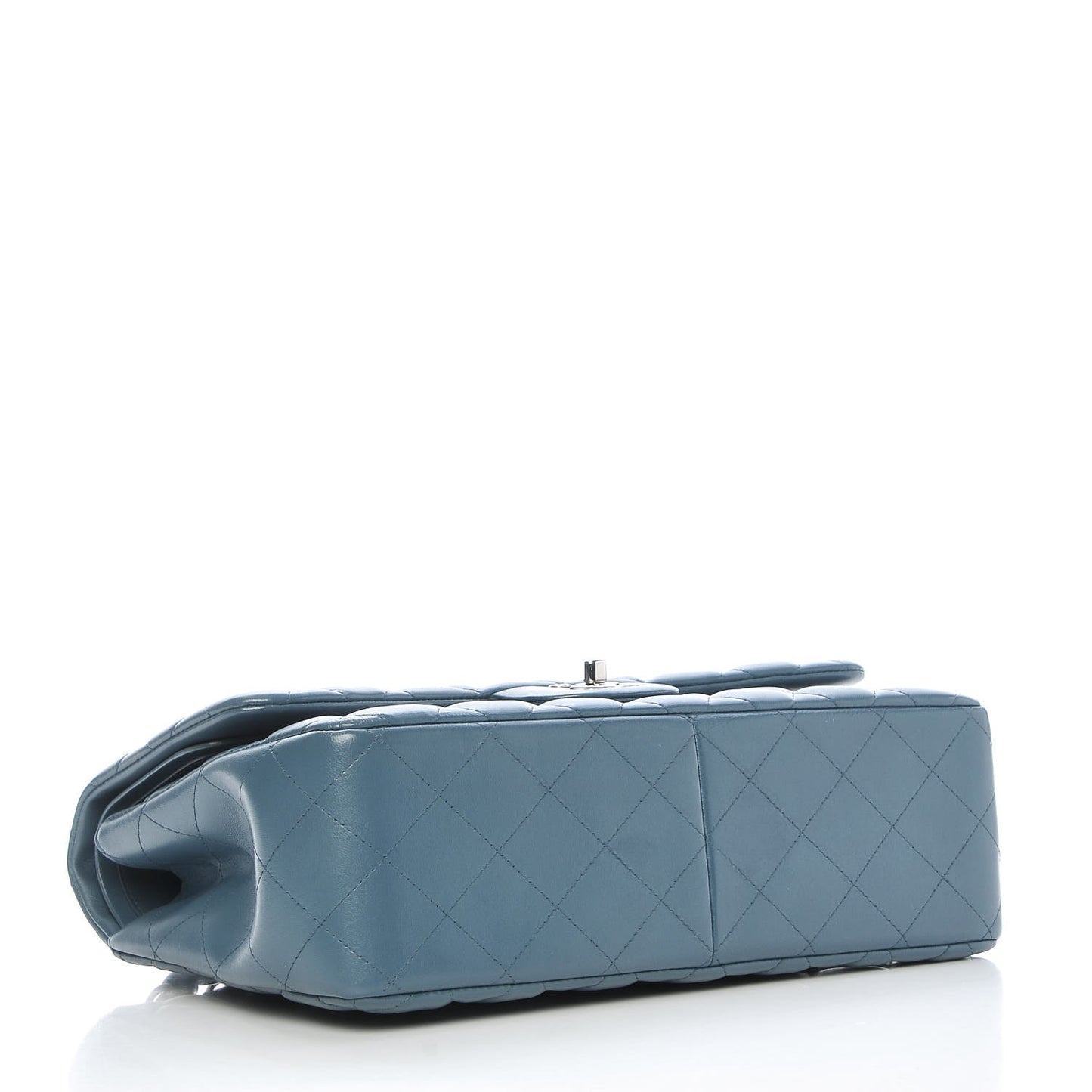 Lambskin Quilted Jumbo Double Flap Light Blue