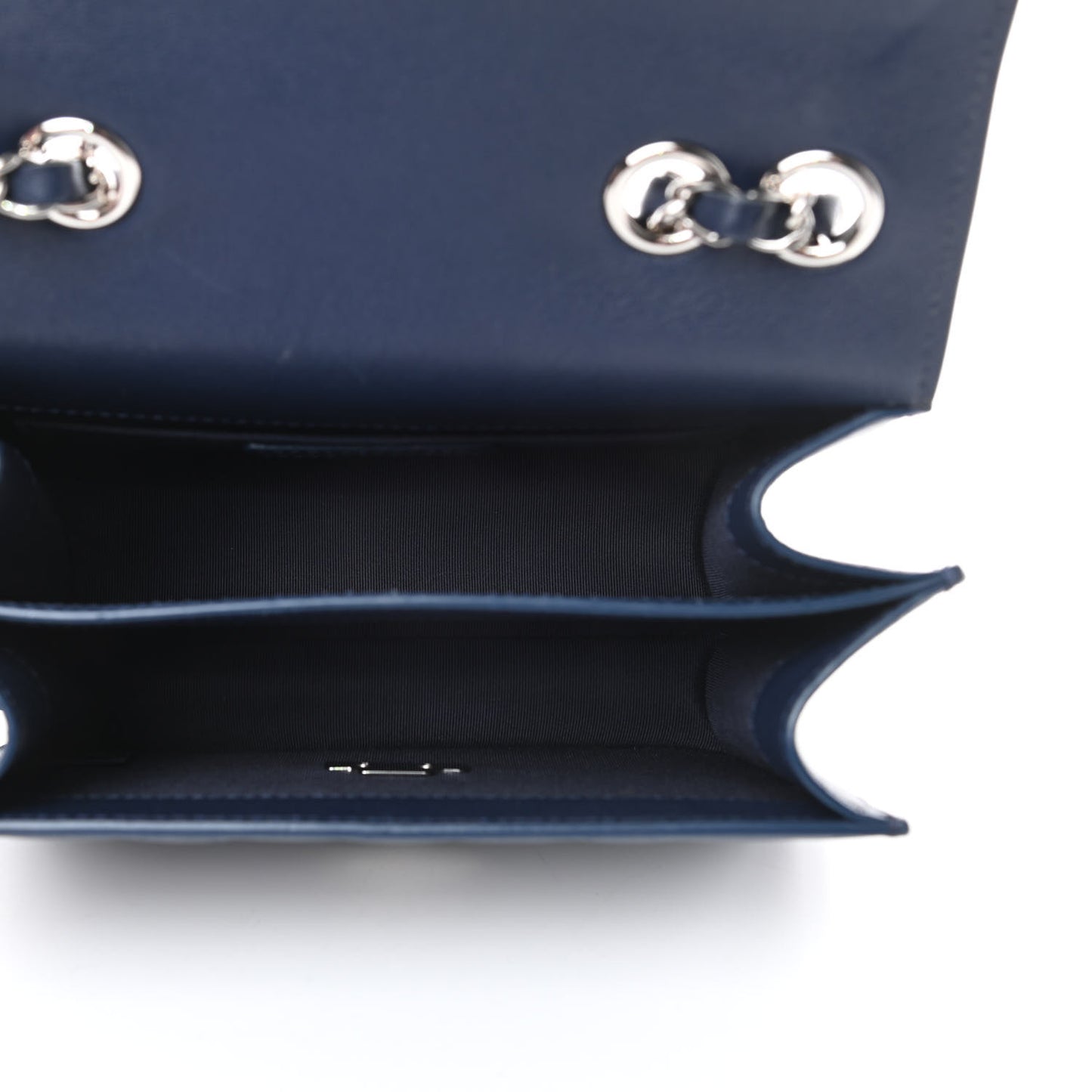 Goatskin Quilted Small CC Box Flap Navy